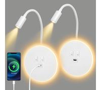 2PCS Applique Murale Interieur LED, Liseuse de Chevet avec interrupteur, port de charge USB, Rotation à 360°Liseuses Murales, 3000K Lampe de Lecture de Chevet Applique Murale pour Chambre, Salon(F)