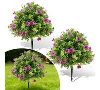 2PCS Arbres Artificiels 60 cm avec Feuilles de buis et Marguerites, décoration extérieure résistante aux UV, Plantes synthétiques en Tissu et Plastique, réalistes, terrasse et entrée