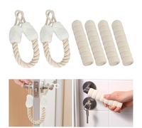 2pcs Arrêts de Portes Coton Corde, Doorstop Poignée De Porte Set Anti Collision Butoir Butée de Porte Poignée Protecteur 4PCS Housse de Protection en Doux Mousse Couvercle Poignée de Porte