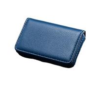 2pcs Arrival PU Leather Stainless Steel Men/Women Credit Bank Card Case Metal Box Magnetic Business Holder(Blue)