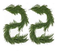 2PCS Artificial Norfolk Pine Garlands - 5/6/9ft Real Touch Christmas Garland for Mantle, Table, Wall Christmasdecorations (2Pcs,9FT/270cm)