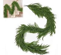 2PCS Artificial Norfolk Pine Garlands - 5/6/9ft Real Touch Christmas Garland for Mantle, Table, Wall Christmasdecorations (1Pcs,9FT/270cm)