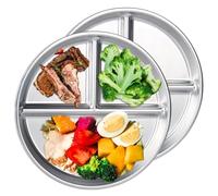 2PCS Assiette en Acier Inoxydable avec Compartiments, 23 CM Assiette Enfant et Bébé à Divisions, assiette inox enfant, Assiettes 3 Compartiments Reutilisable Assiettes Plate