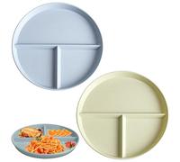 2PCS Assiettes Divisées avec Compartiments,Assiettes Compartiments,Assiettes Divisées,Assiettes Perte de Poids,Assiette Plate avce Compartiments,Assiette Compartiment Adulte,Assiette Plate Incassable