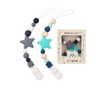 2pcs Attache Tetine Silicone, Accroche Tetine,Clip Attache Tetine,Porte Sucette Bebe,Fait de Perles Silicone,style-c