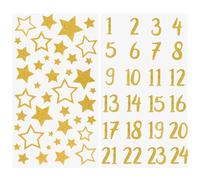 2Pcs Autocollant 1-24 et Etoile pour Calendrier de l'Avent Chiffre Doré Pailleté Sticker Compte à Rebours de Noël Décoration pour Sac Cadeaux Carte Enveloppe