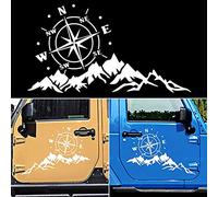 2PCS Autocollant De Voiture Boussole De Montagne, Décalcomanie Voiture Réfléchissant, Autocollant Boussole Voiture Off Road Trail Sport, pour VUS,Camping Cars Et Véhicules Récréatifs
