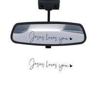 2pcs Autocollants de Rétroviseur Jesus Loves You, Affirmation Positive Autocollants de Voiture Autocollants de Rétroviseur de Vanité pour Ordinateur Portable Bouteille d'Eau de Voiture (Noir)