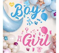 2pcs Autocollants de Révélation du Sexe, 60x40cm Rose et Bleu Girl or Boy Autocollant pour Panneau de Révélation du Sexe Deco Baby Shower pour Décoration de Fond de Fête