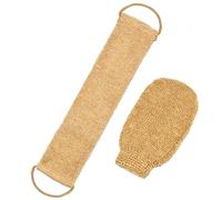 2pcs Back Scurbber for Down, Natural Jute Body Scrub Glove and Strap, Sc tousser le gommage de l'élimination de la peau morte pour les hommes pour les hommes pour les femmes.