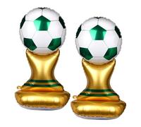 2pcs Ballons en Feuille d'Aluminium Trophée Football de 1,5m, Décorations Fête Géantes Autoportantes en Forme Trophée Champion pour Anniversaire Sportif Célébration Fan Football (Vert)