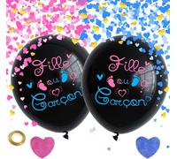 2Pcs Ballons Gender Reveal En Français, Ballon Pour Révéler Sexe Du Bébé Fille Ou Garcon Ballons 90Cm Avec Confettis Rose Et Bleu Pour Gender Reveal Party Décoration Baby Shower Décoration