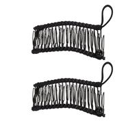 2pcs Banana Hair Clip Hair Plate, Stretchy Vintage Clincher Comb Tool, Fashionable Plug Comb for Thick Wavy Curly Hair (Black)