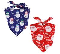 2pcs Bandana Chien Noël, Tailles Multiples Écharpe Chien Vacances Bavoir Triangle pour Animaux Compagnie Costume pour Petit, Moyen, Grand Chien Chat (Bonhomme de Neige, Père Noël)