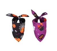 2pcs Bandanas d'halloween pour Chien, Foulard Triangulaire Ajustable pour Chien Bandana Fantôme Citrouille Accessoire de Costume d'halloween Petits Moyens et Grands Animaux (Style 2)
