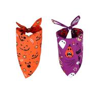 2pcs Bandanas d'halloween pour Chien, Foulard Triangulaire Ajustable pour Chien Bandana Fantôme Citrouille Accessoire de Costume d'halloween Petits Moyens et Grands Animaux (Style 1)