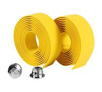 2pcs Bande de Guidon de Vélo, Poignée en Caoutchouc de Vélo de Route en Mousse Ruban de Poignée de Bicyclette avec 2 Bouchons de Barre(Jaune)