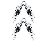 2pcs Bandeaux à Imprimé Vache pour Filles, Chouchous Antidérapants avec Nœud et Oreilles de Lapin Élastiques pour Queue de Cheval Accessoires Cheveux Bouclés Lisses Fins et Épais