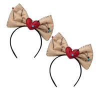 2pcs Bandeaux drôles pour femmes, bandeau d'Halloween coeur brisé avec épingles et tête d'arc cerceau maléfique.