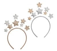 2pcs Bandeaux Étoiles à Cinq Branches Brillantes - Accessoires pour Cheveux Or et Argent - Pour Femmes et Filles - Idéal pour Fête d'Anniversaire, Noël