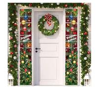 2pcs Banderole Joyeux Noël - Bannières de Porte Décoration en Français Décoration Extérieure pour Porte d'Entrée, vert