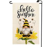2Pcs Bannière Bonjour Soleil Abeilles Gnome Tournesols