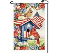 2Pcs Bannière Cour 4 Juillet, Cardinal, Fleur Bleue, Jour Du Souvenir