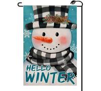 2Pcs Bannière Cour Bonjour L'Hiver ! Bonhomme De Neige, | 30X45Cm Drapeau De Cour Éclatantes Durable Drapeaux Pour Fêtes Ferme