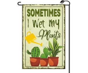 2Pcs Bannière Cour Drôle De « Parfois J'Arroses Mes Plantes » Drapeau