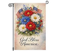 2Pcs Bannière Cour Que Dieu Bénisse L'Amérique Drapeau De Jardin | 30X45Cm Drapeau Double Face Durable Bannière Pour Vacances Plage