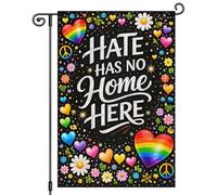 2Pcs Bannière La Haine N'A Pas Sa Place Ici Cœurs Rainbow Drapeau De Cour
