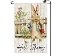 2Pcs Bannière Lapin Bonjour Printemps Pâques Fleur Colorée Cardinal