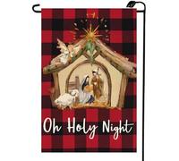 2Pcs Bannière Ô Sainte Nuit Jésus Nativité Noël Hiver Christianisme | 30X45Cm Drapeau Double Face Suspendre Drapeaux Pour Fêtes Ferme