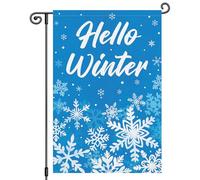 2Pcs Bannières Bonjour L'Hiver, Flocons De Neige Drapeau | 30X45Cm Drapeau Durable Double Face Drapeaux De Jardin Pour Extérieure Plage