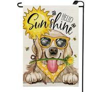 2Pcs Bannières Bonjour Soleil Tournesols Chien Été Mignon Golden Retriever