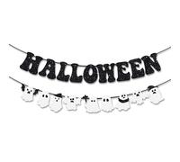 2pcs Bannières Halloween, Fantômes Scintillantes et Créatives Joyeux Halloween Décorations de Fête pour Intérieur et Extérieur Idéales pour Maisons Hantées