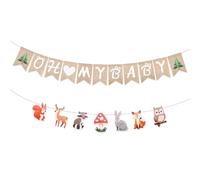2pcs Bannières Oh Baby, 185cm Décorations de Baby Shower Mignon Renne Lapin Hibou Guirlandes de Bienvenue pour Bébé Décoration de Révélation du Sexe pour Fête Sur le Thème des Animaux de la Forêt