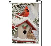 2Pcs Bannières Oiseau Cardinal Des Neiges D'Hiver Sapins