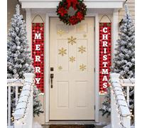 2pcs Bannières Porte Joyeux Noël, Bannière de Porte Noël Décorations de Fête pour Intérieur Extérieur Maison Porche Mur Cour
