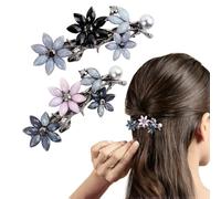 2pcs Barrettes à Cheveux Fleur avec Strass Perle Pince à Cheveux Épingles Vintage Élégantes Accessoire de Cheveu pour Femmes Filles Fête Mariage Anniversaire
