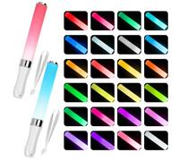 2PCS Baton Lumineux LED, Baton Fluorescent Multicolore, Bâtons Lumineux en Fibre de Verre pour Enfants Noël, Mariage, Anniversaire, Fête, Concert