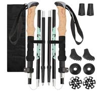 2Pcs Batons Marche Pliable Aluminium avec Poignée Liège Antidérapant EVA, Canne Nordique Ultraléger Réglable110-125cm, Baton Trail Telescopique Antichoc pour Homme Femme Randonnée Camping Ski Trekking