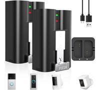 2PCS Batterie de Remplacement avec Anneau,6040 mAh Batterie avec Station de Chargecompatible avec Ring 2 3 4/Peephoie Cam/Spotlight Cam/Stick up Cam/Spotlight Cam Solar/Stick up Cam Solar,3.65V