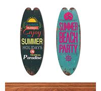 2PCS Beachy Room Decor Beach Wall Art Summer Wall Decor Plaque De Planche De Surf en Bois Retro Beach Surfboard Sign Summer Hanging Wall Art for Home Decor 45 * 16 * 0.5cm