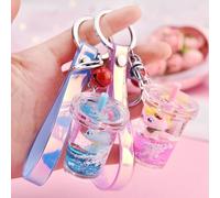 2pcs Bébé Acrylique Quicksand Chiot Couple Porte-Clés Voiture Porte-Clés Poupée Machine Pendentif