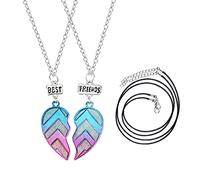 2PCS Best Friends Forever Colliers avec 2 cordons cirés, Collier d Amitié Demi-Cœur Pendentif Colliers, Bijoux Cadeaux pour Enfants Femmes Filles Amis Sœurs Couples
