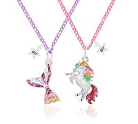 2PCS BFF Collier d'Amitié avec Pendentifs Queue de Sirène Licorne,Best Friends Forever Collier avec Chaîne Colorée,Meilleurs Amis Colliers pour 2 Filles,Enfants Bijoux d'amitié Cadeaux Saint-Valentin