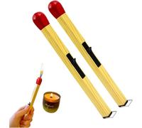 2PCS Big Match Lighter Stick, Giant Matchstick Lighter, Briquet Tempête, Jet Flamme Recharge Gaz Briquet, Briquet Coupe-Vent à Long Bâton pour Bougies, Cuisine (Vendu sans Gaz) (Jaune)