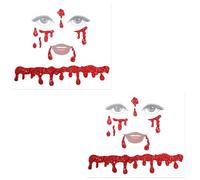 2pcs Bijoux Visage Vampire, Accessoires Déguisement Vampire pour Femme Autocollants Visage Bijoux Déguisement Halloween Autocollants pour Fille Fête Cosplay
