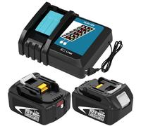 2pcs BL1860 5,5Ah Batterie de Rechange pour Makita Batterie 18V avec Chargeur pour Makita Chargeur 18V DC18RCT 3A Compatible pour Makit-a 14.4V-18V BL1860 BL1850B